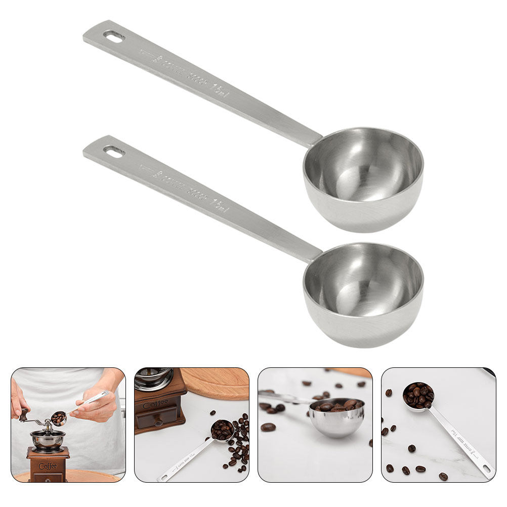 Coffee Tea And Bean Leaf - 2Pcs Measuring Spoons Stainless Steel Coffee