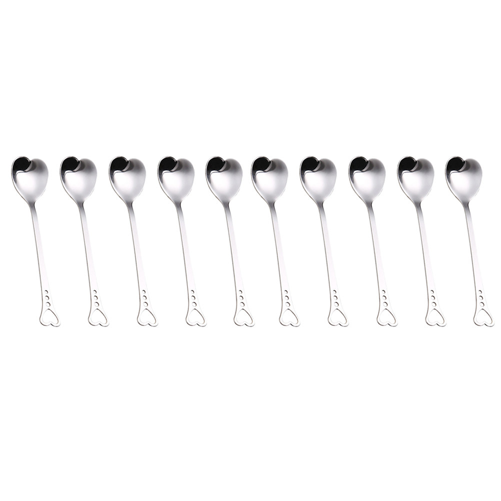 Alternative To Coffee And Tea - 10Pcs Heart Shape Kitchen Spoons Stainless
