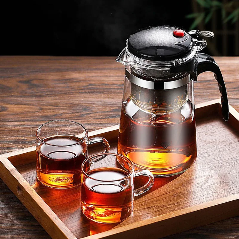 Coffee Tea Jar Set - D2 Heat Resistant Glass Teapot One-click