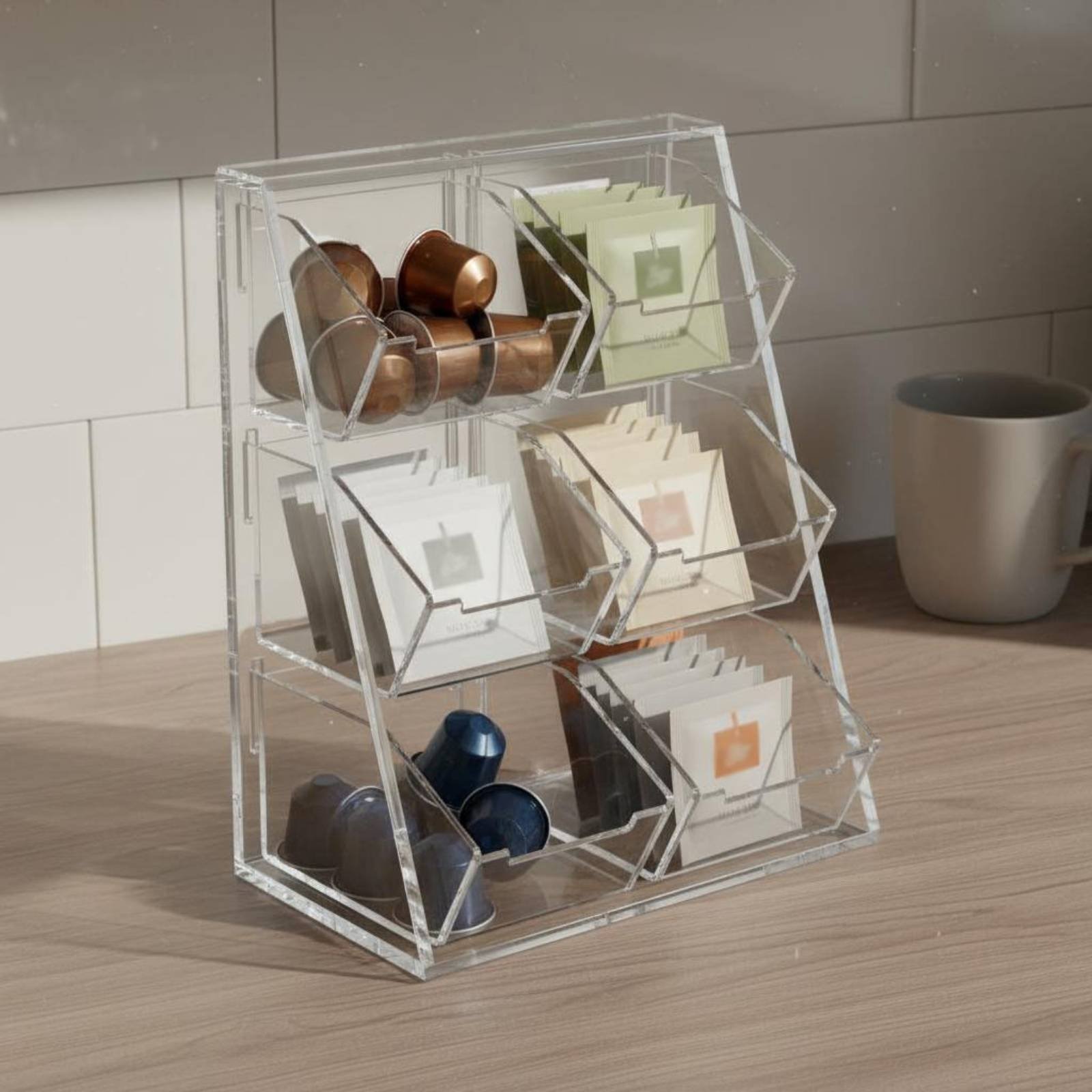 Coffee Tea Box - Acrylic Coffee and Tea Organizer Detachable