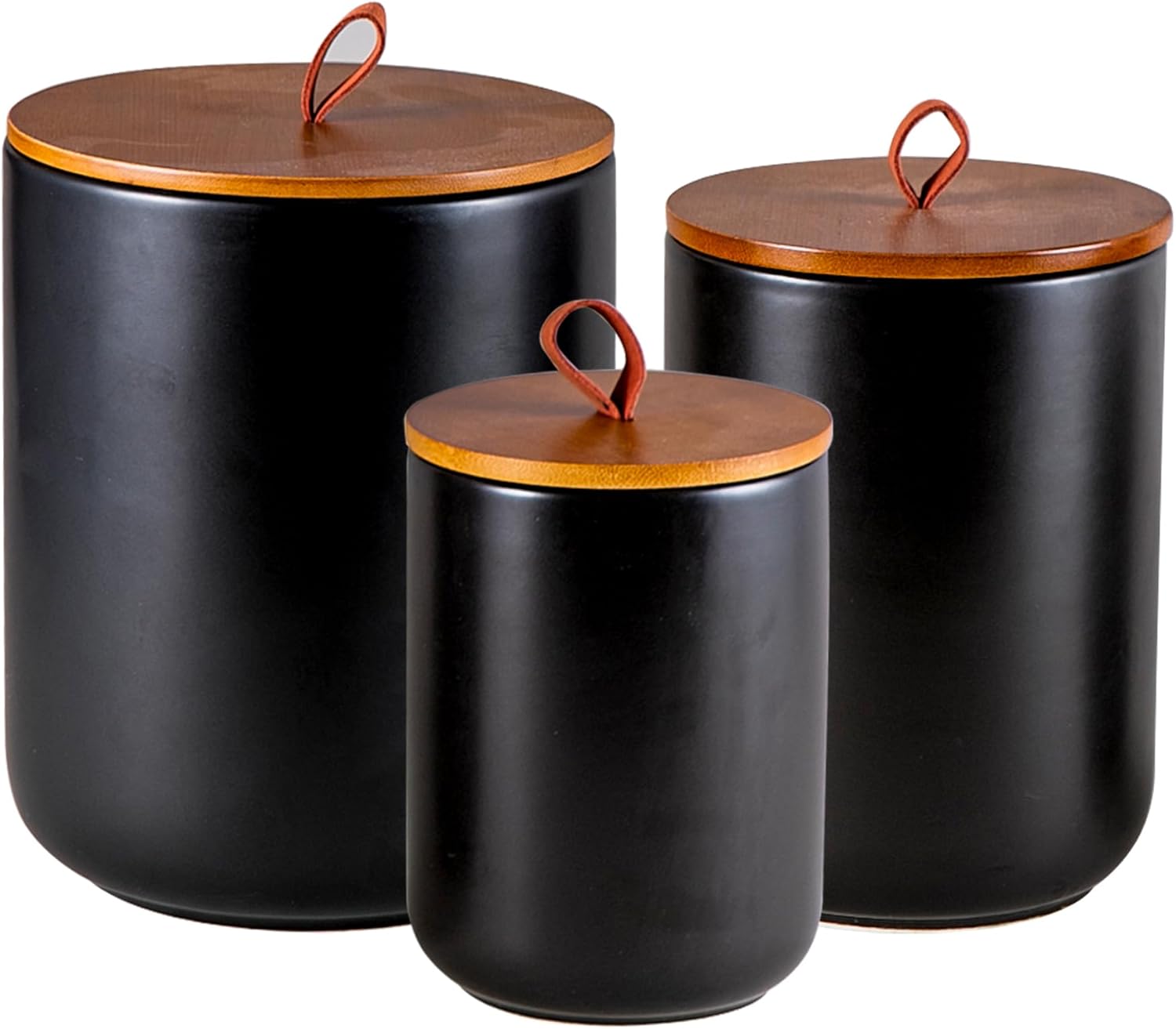 Coffee Tea Sugar Canisters - Ceramic Canister Set (30 oz, 48
