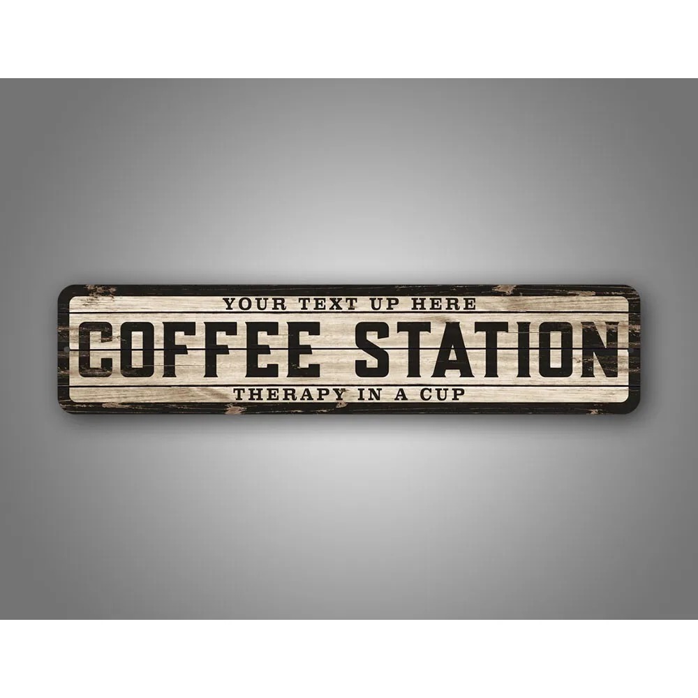 Mug Tea Coffee - Custom Text Logo Weathered Wood Sign