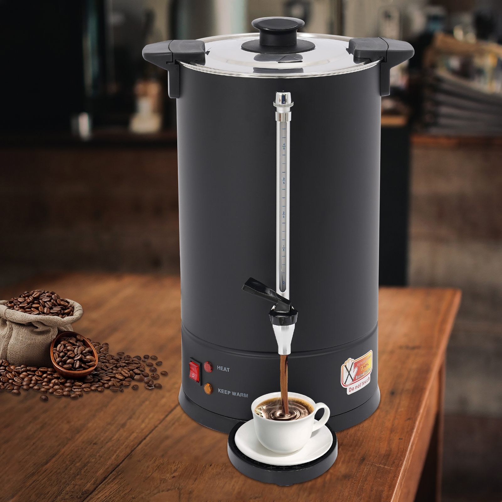 Coffee Tea Urn - Commercial Electric Coffee Pot Black 15L