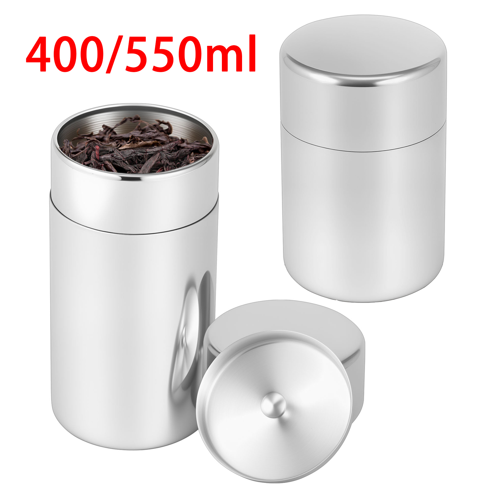 Coffee Tea Sugar Canisters - Stainless Steel Tea Leaf Tins Canisters