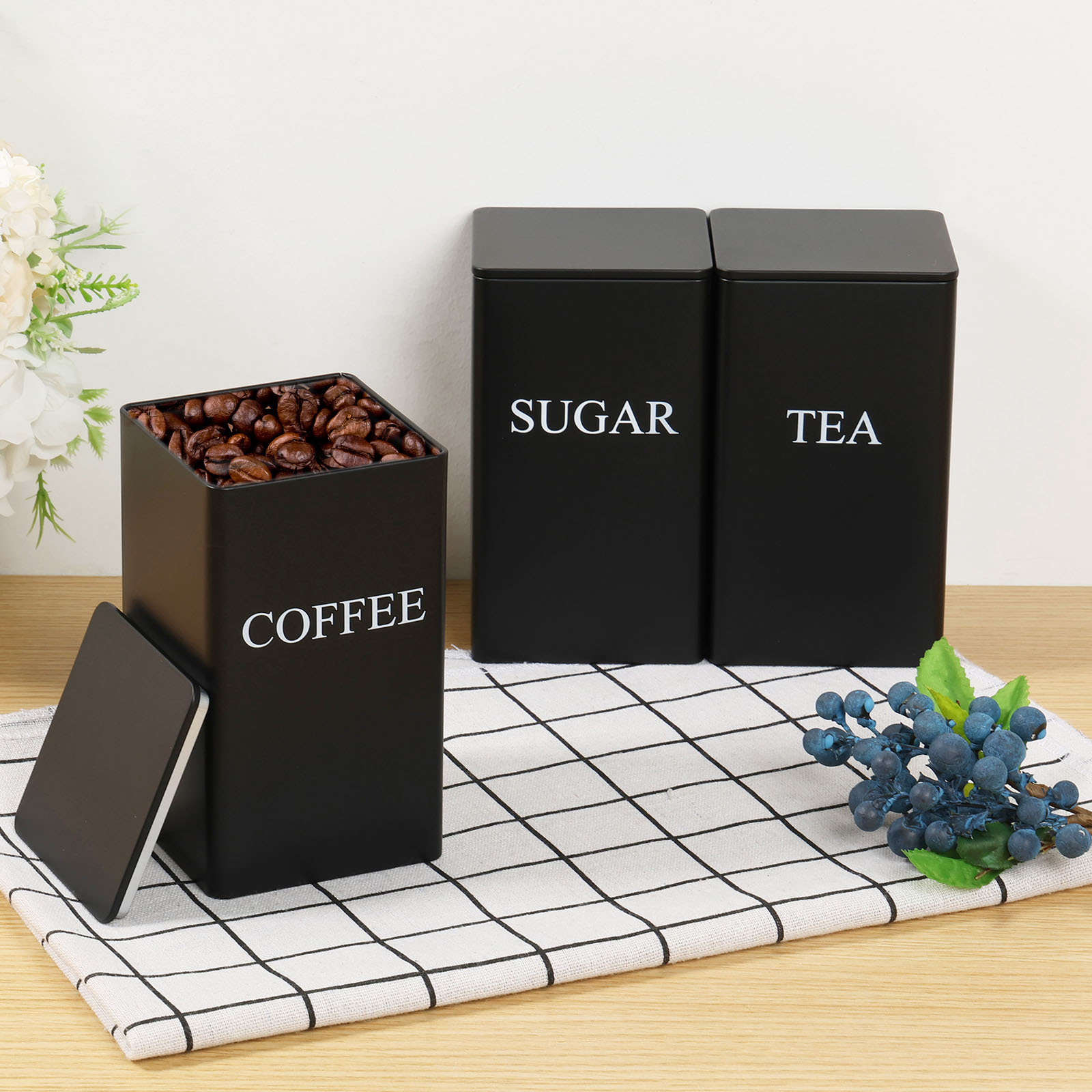 3Pcs Coffee Bean Storage Canis - Coffee Tea Sugar Canisters review and price