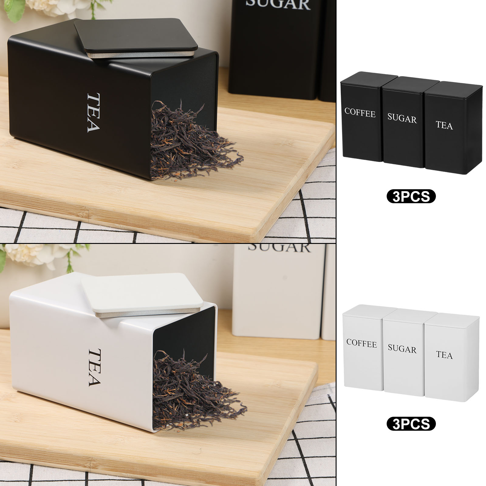 3Pcs Coffee Bean Storage Canis - Coffee Tea Sugar Canisters review and price
