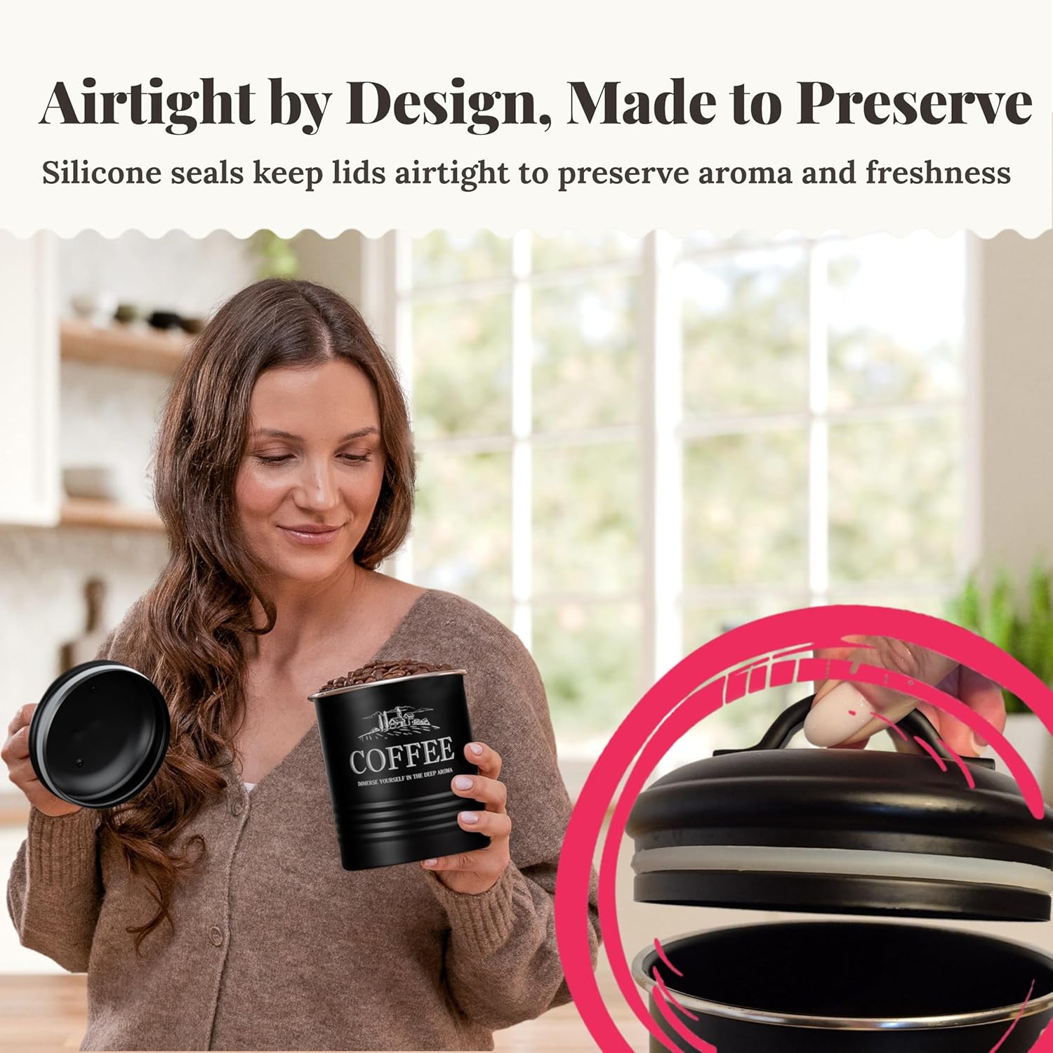 5-Piece Airtight Kitchen Canis - Coffee Tea Sugar Canisters review and price