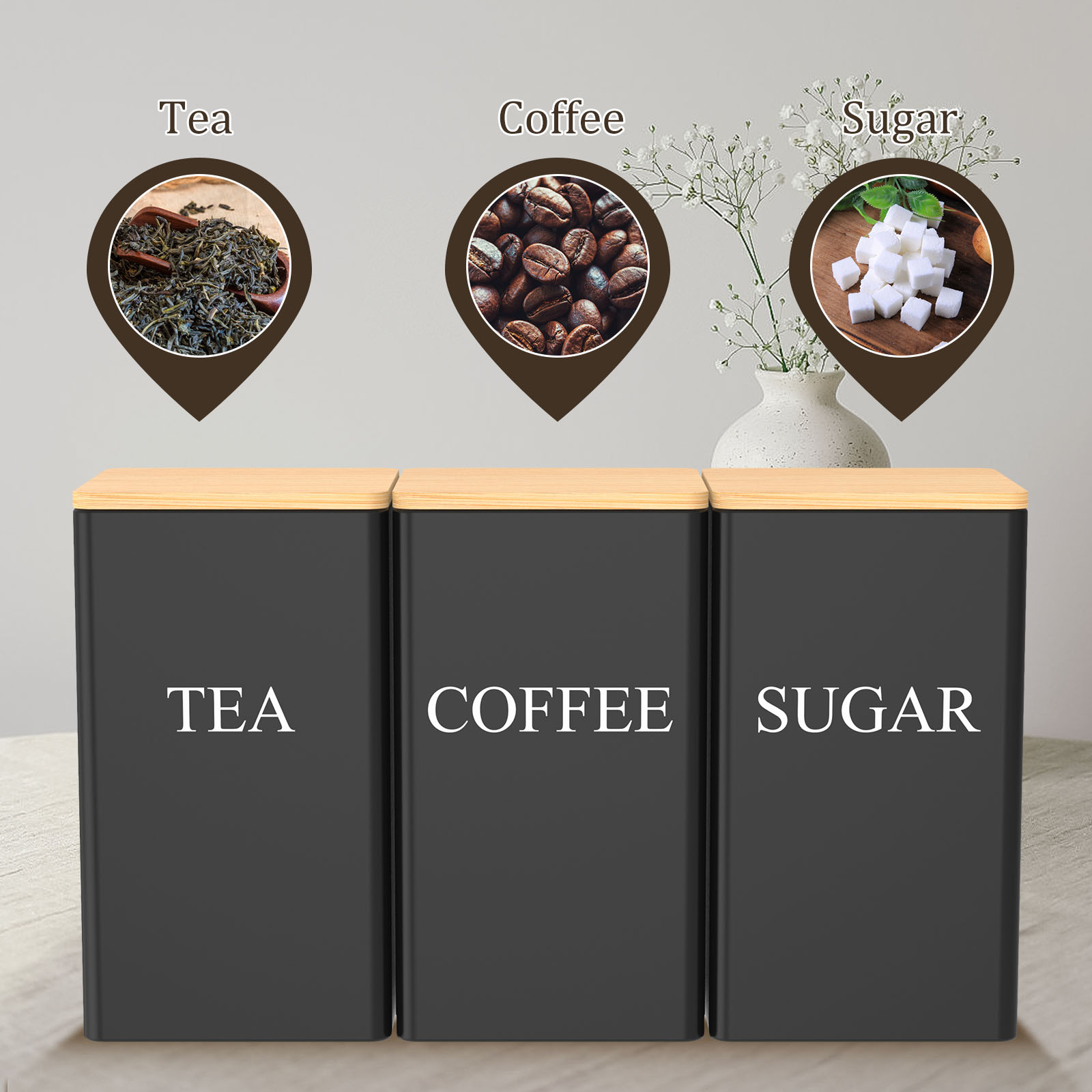 1000 ML Coffee Tea and Sugar C - Coffee Tea Sugar Container Set review and price
