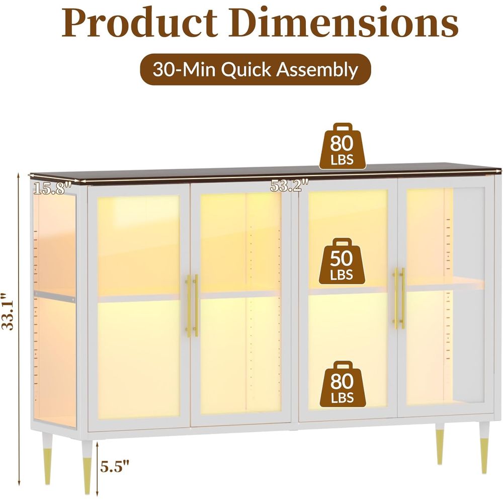 LED-Illuminated Glass Sideboar - Coffee & Tea Difabis review and price