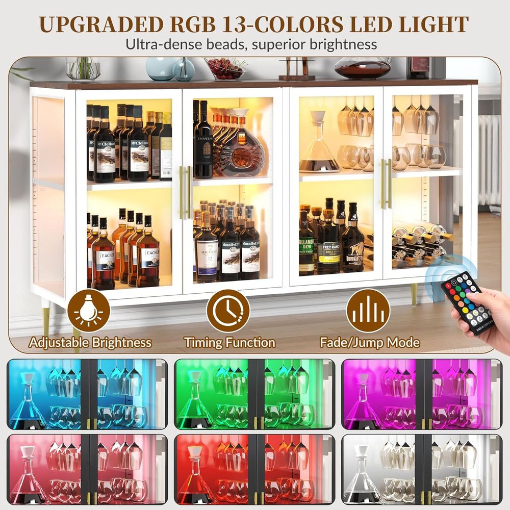 LED-Illuminated Glass Sideboar - Coffee & Tea Difabis review and price