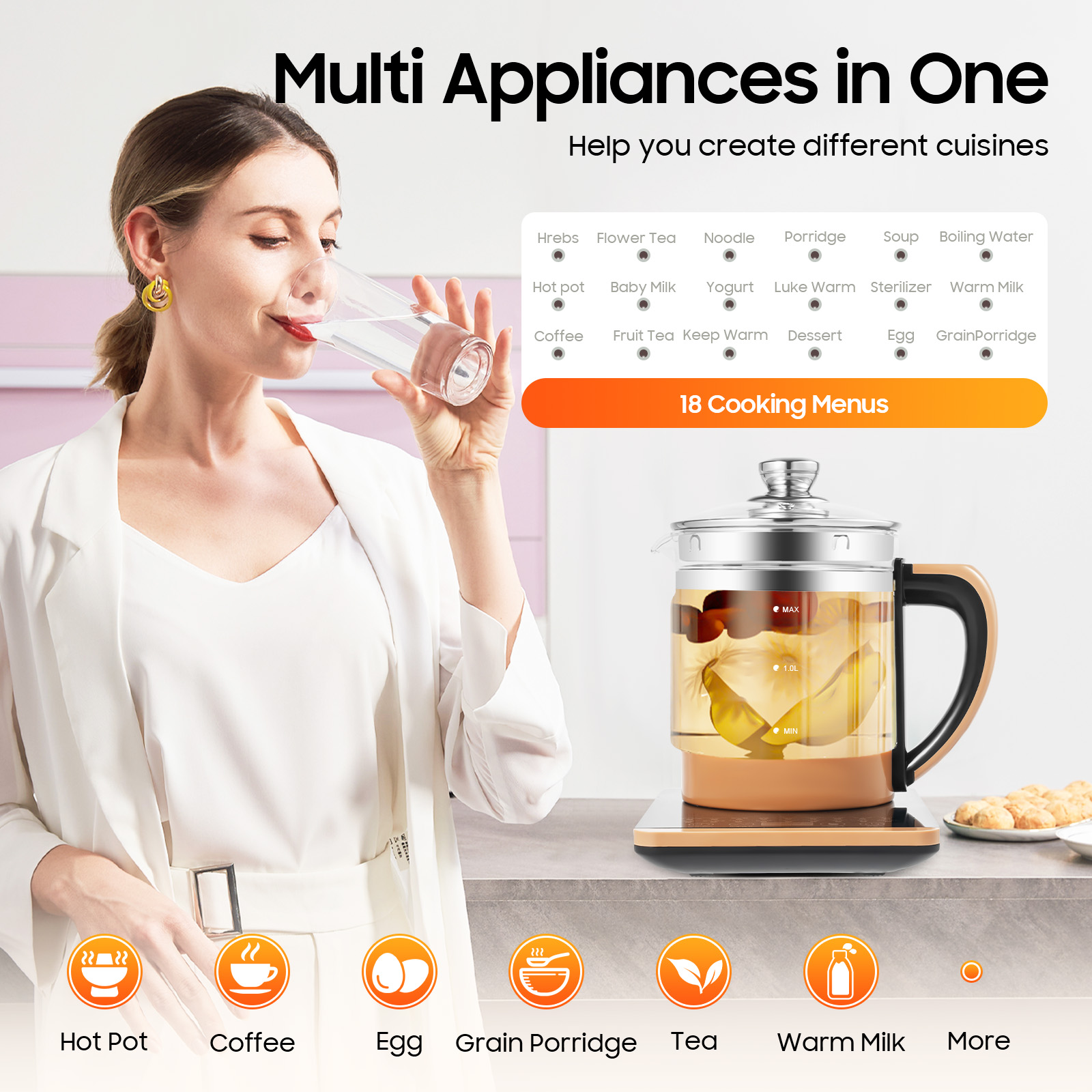 Electric Tea Kettle 1.8L 800W  - Coffee Tea Menu review and price