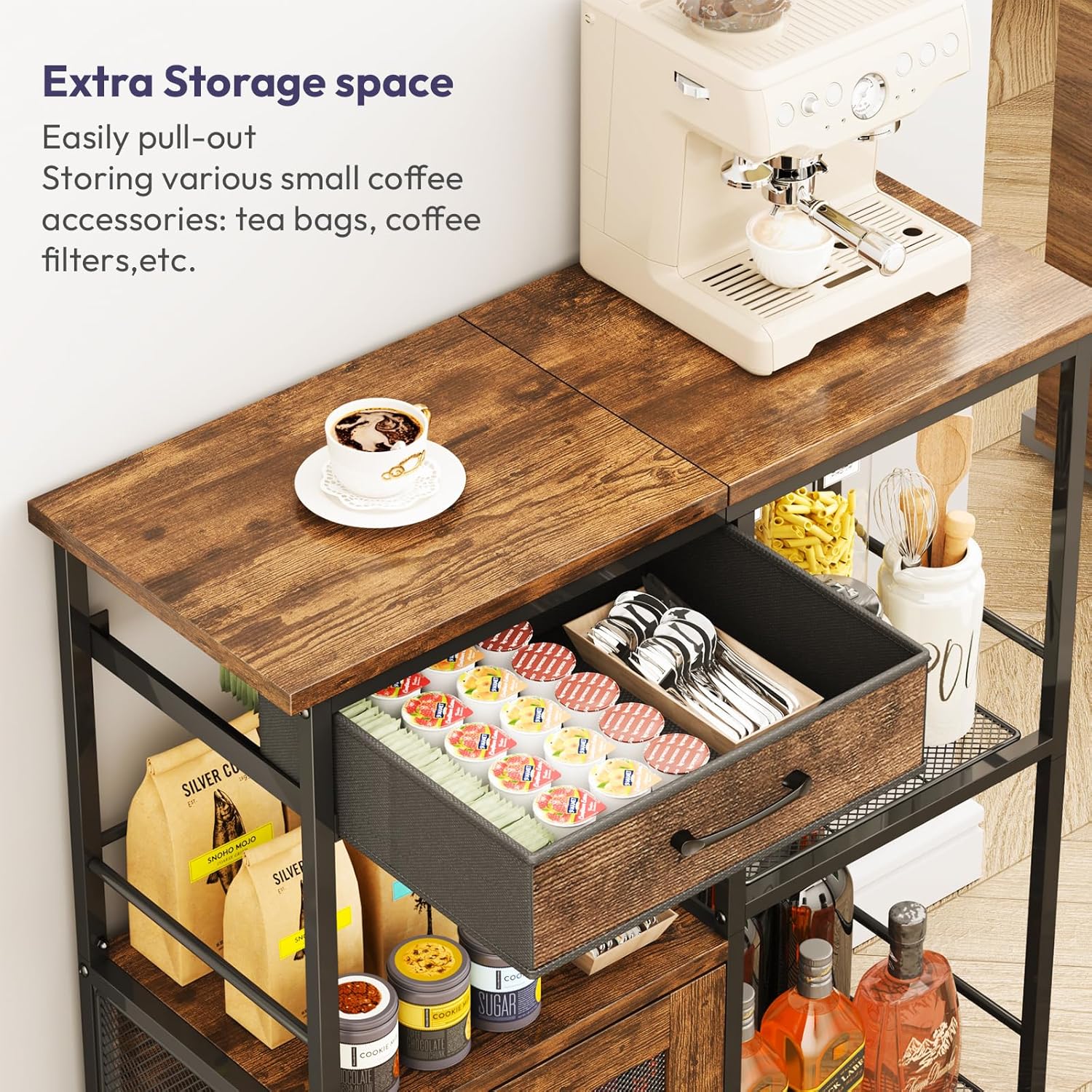 Farmhouse Coffee Bar Cabinet w - Coffee & Tea Difabis review and price