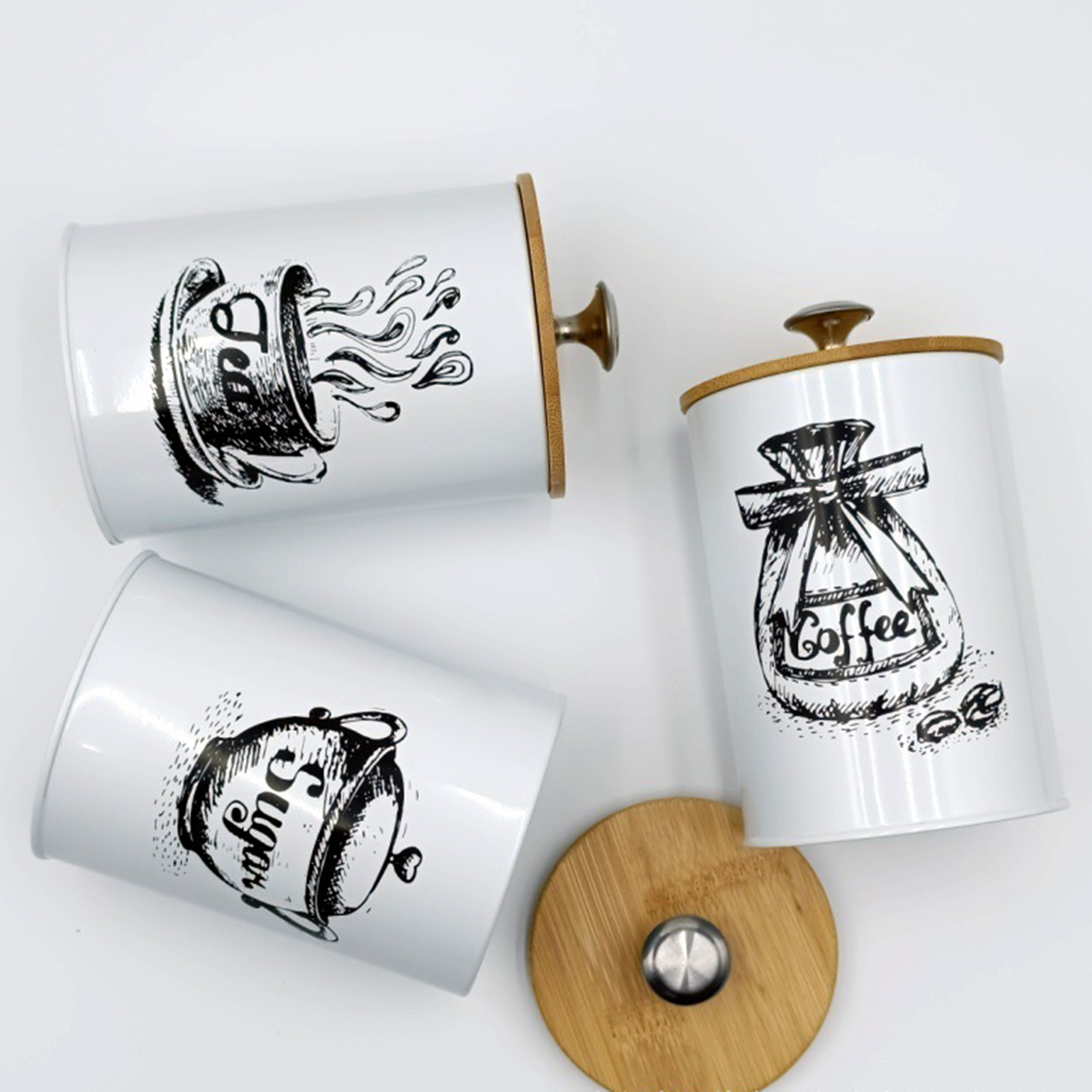 3Pcs Sealed Coffee Canister Se - Coffee Tea Sugar Container Set review and price