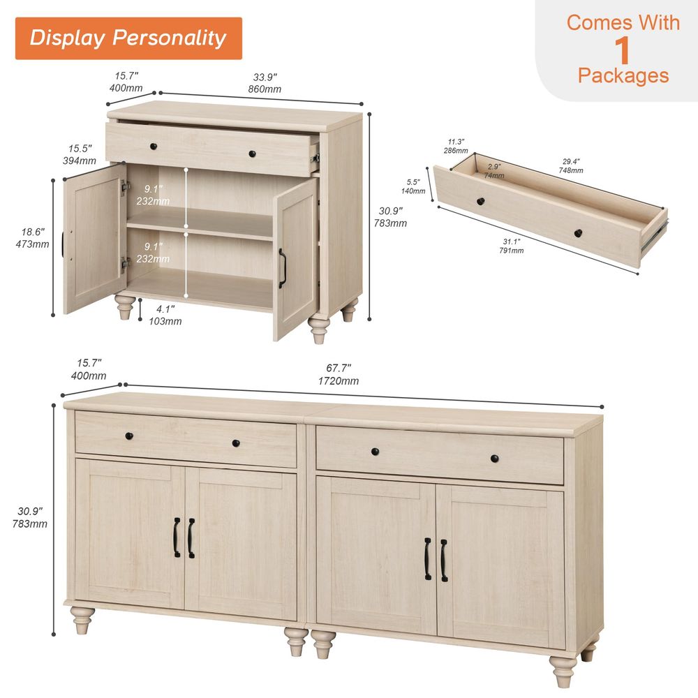 Buffet Cabinet with 4 Doors an - Coffee & Tea Difabis review and price