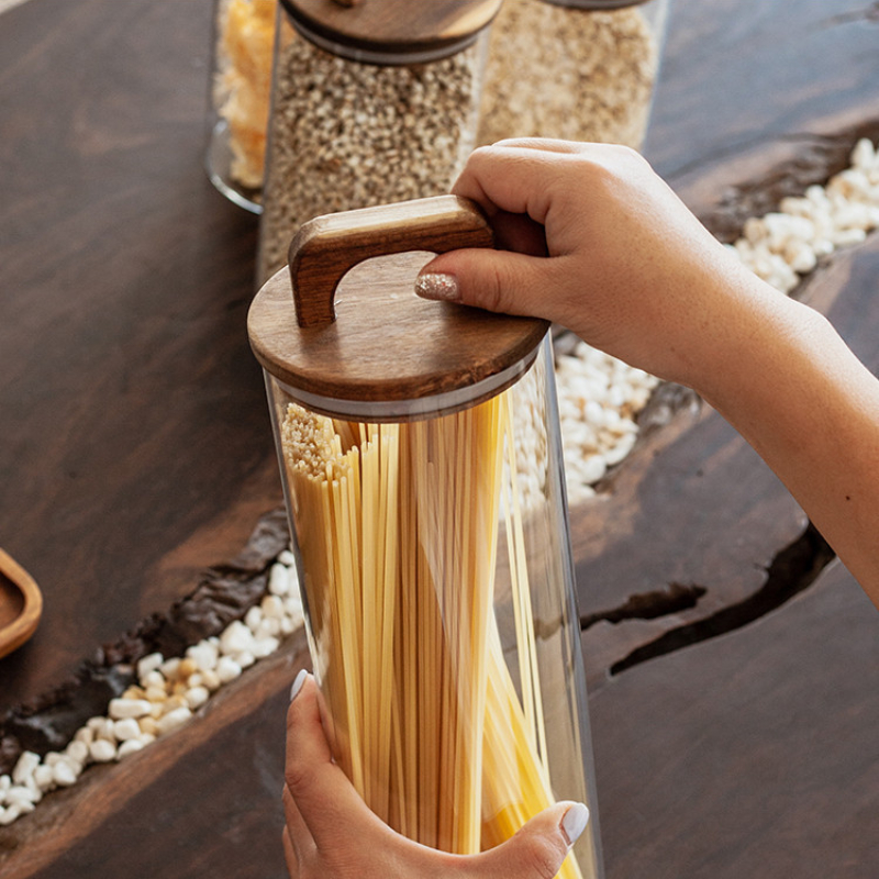 Clear Glass Jar with Bamboo Li - Coffee Tea Sugar Canisters review and price