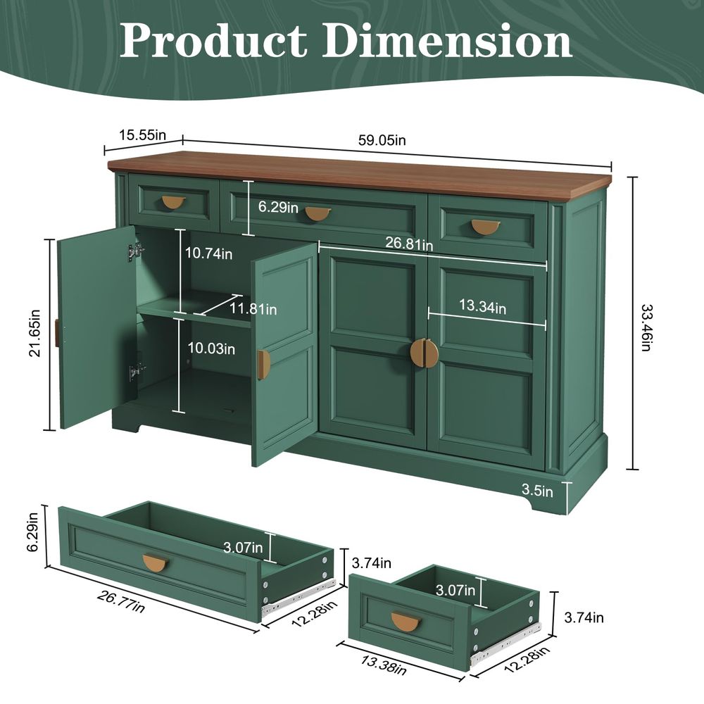 60 Large Buffet Sideboard Cabi - Coffee & Tea Difabis review and price
