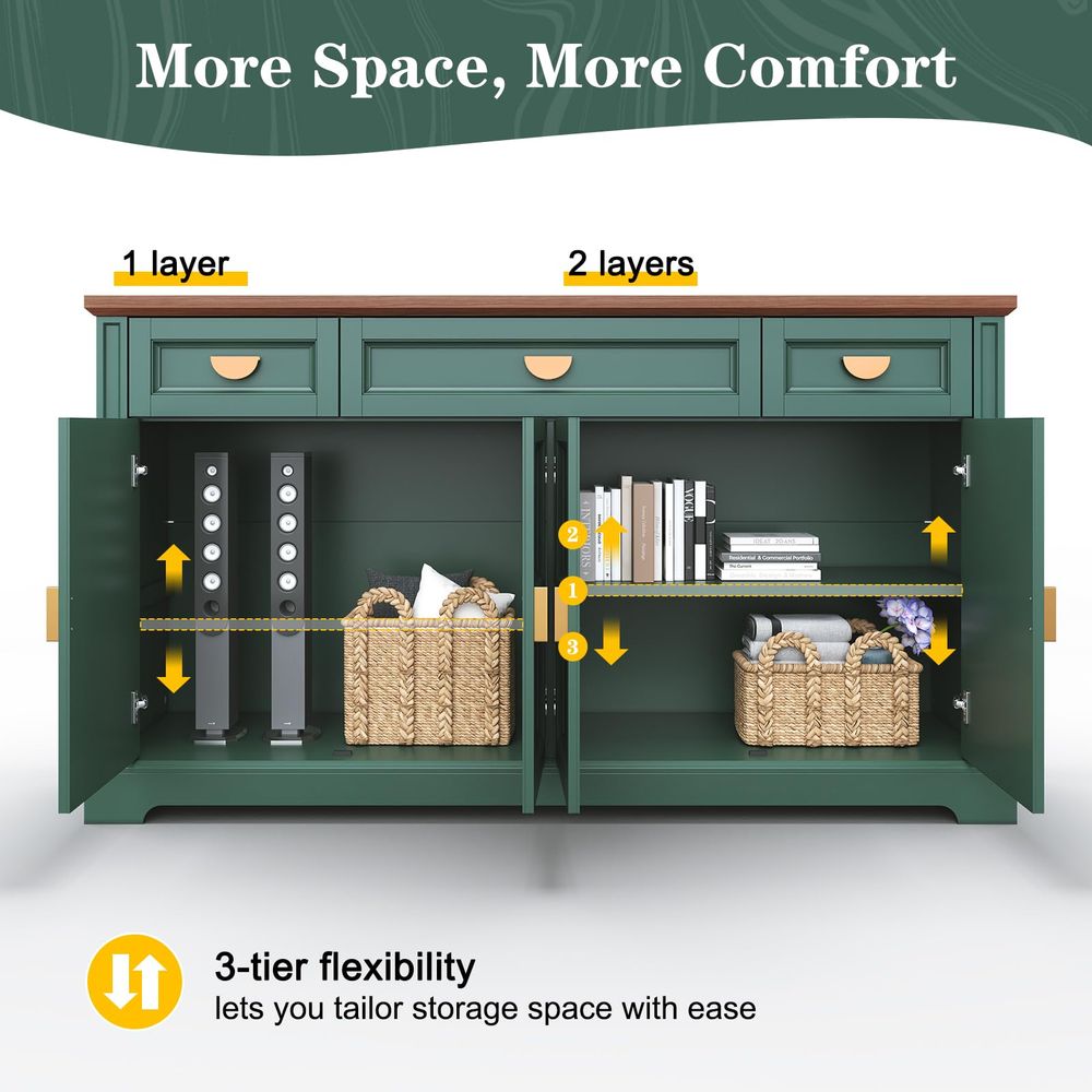 60 Large Buffet Sideboard Cabi - Coffee & Tea Difabis review and price