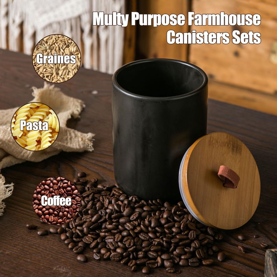 Black Ceramic Canister Set wit - Coffee Tea Jar Set review and price