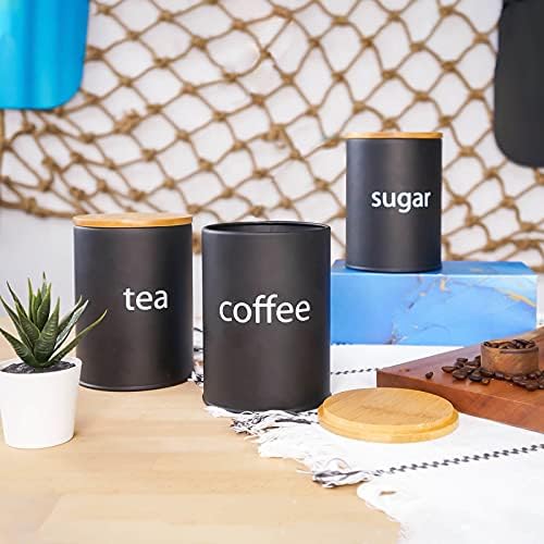 SOTECH Black Metal Kitchen Can - Coffee Tea Jar Set review and price