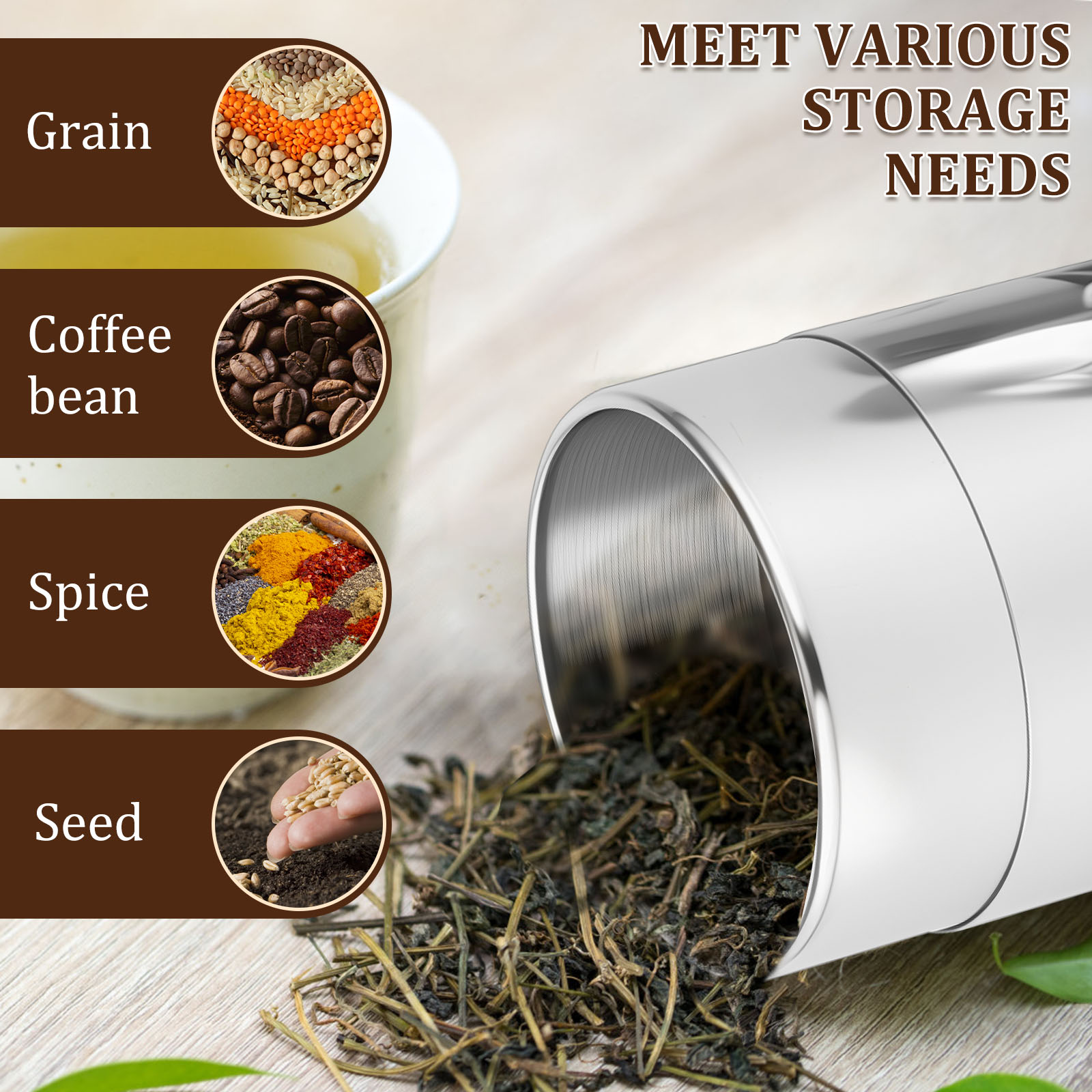 Stainless Steel Tea Leaf Tins  - Coffee Tea Sugar Canisters review and price