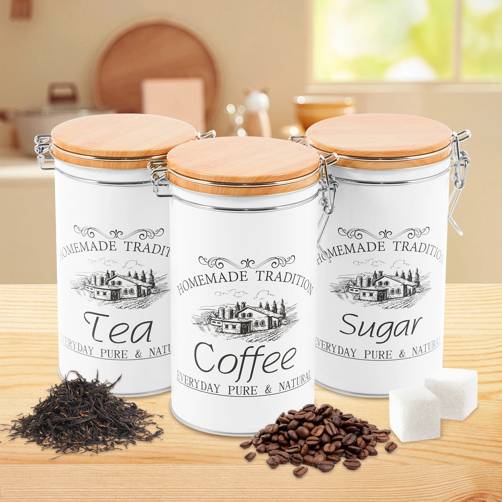 3Pcs/Set Tea Coffee Sugar Cani - Coffee Tea Sugar Container Set review and price