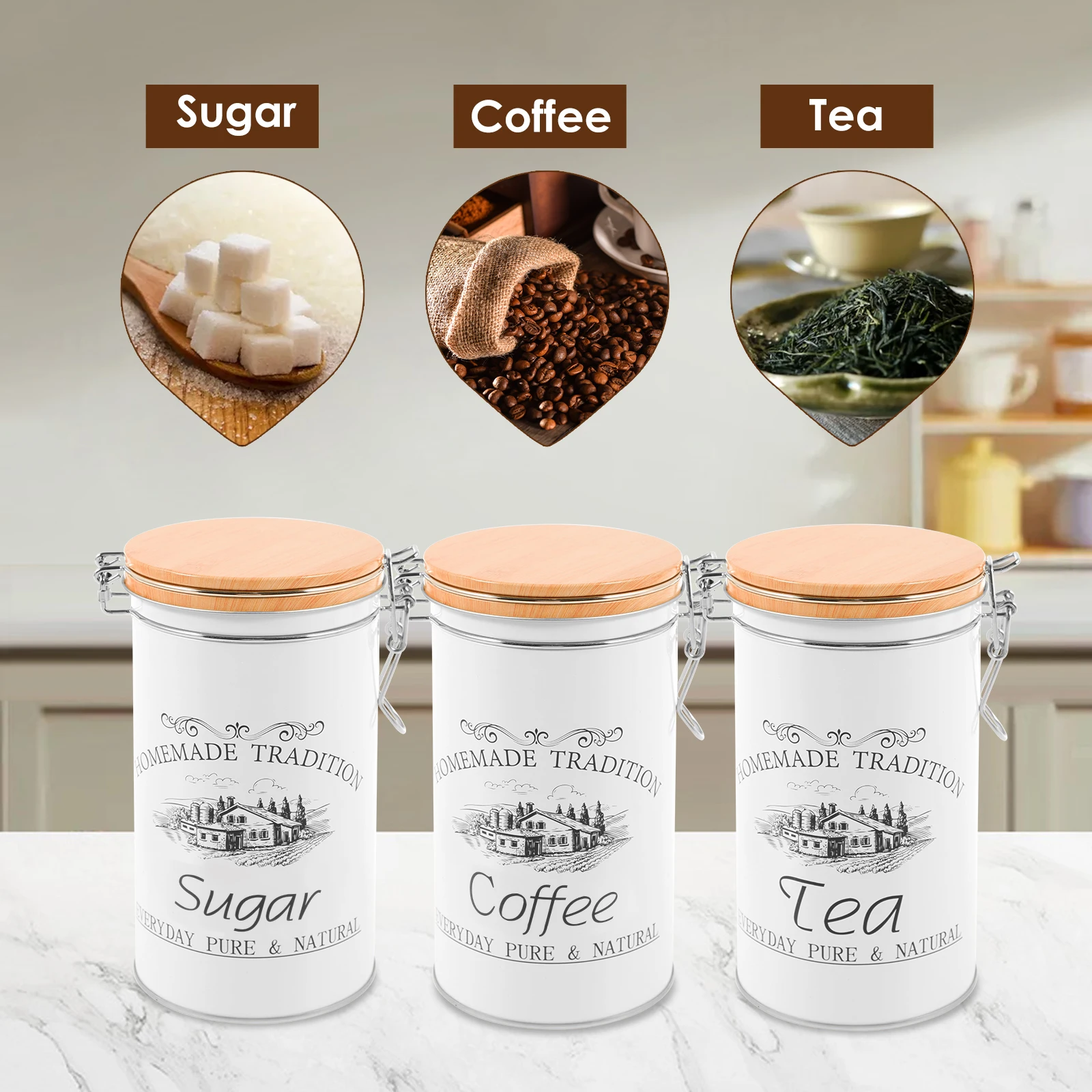 3Pcs/Set Tea Coffee Sugar Cani - Coffee Tea Sugar Container Set review and price