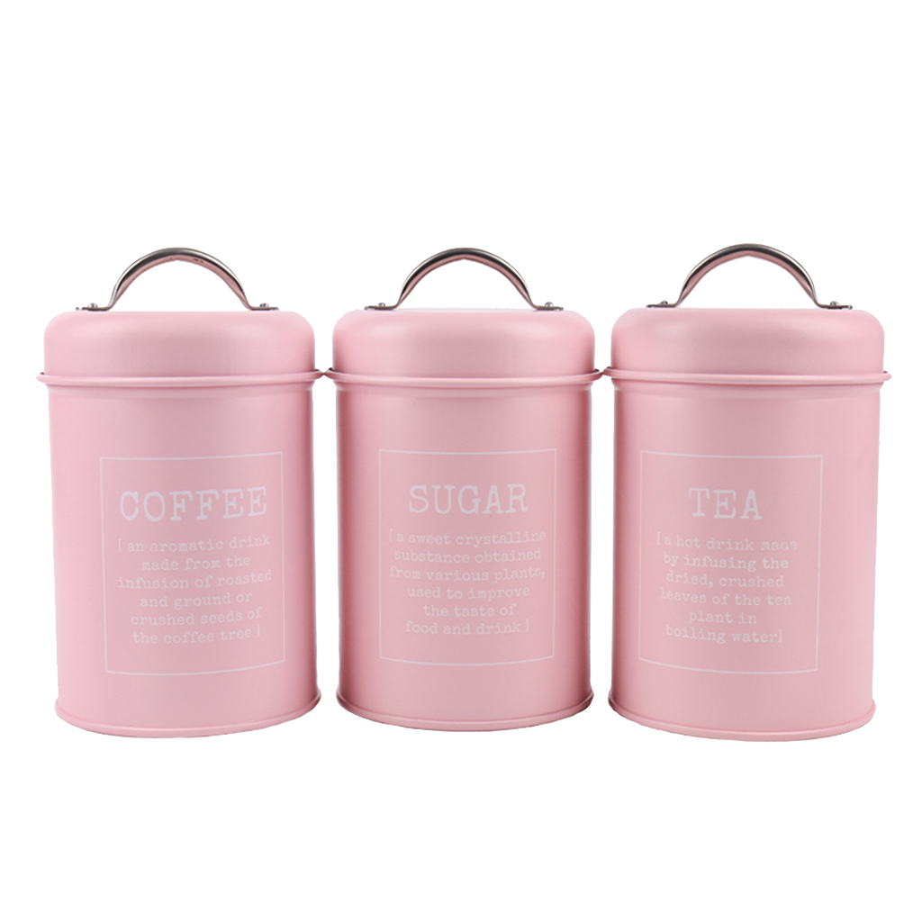Set of 3 Canister Iron Kitchen - Coffee Tea Sugar Container Set review and price