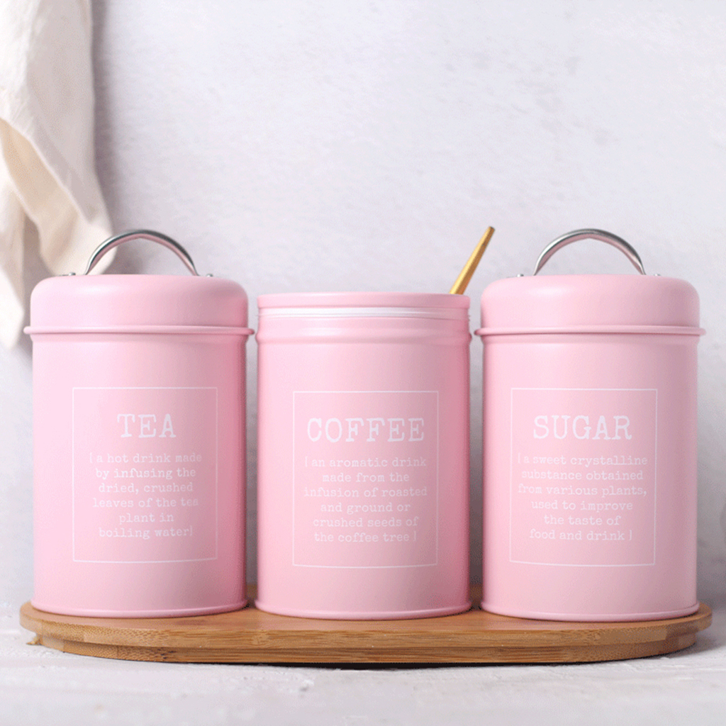 Set of 3 Canister Iron Kitchen - Coffee Tea Sugar Container Set review and price